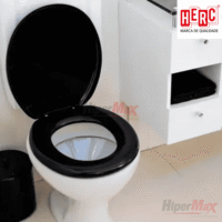 Tampa Vaso Assento Sanitario Almofadado Prime Preto Herc 2390