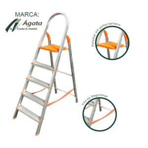 HiperMax Loja Araraquara Escada de Alumínio 5 Degraus Residencial Domestica - Agata